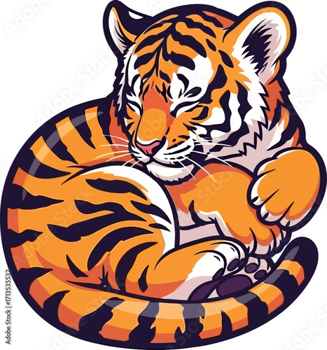 tiger cubs peaceful slumber a sweet dream in orange and black, isolated on transparent background