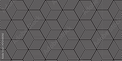 seamless black pattern texture repeat grid triangle geometric hexagon type cube fabric pattern shapes cover template design.	