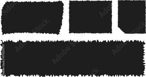 Jagged Torn Paper Rectangle Shapes | Rough Edge Grunge Frames, Isolated Vintage Borders, Scrap Texture Design Elements Vector