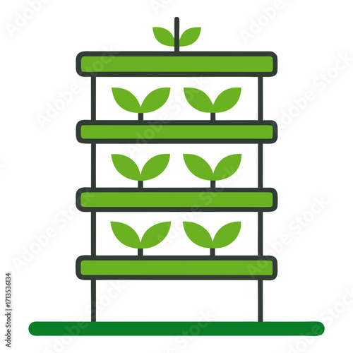 Vertical farming system with growing plants in layers