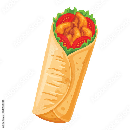 Delicious Chicken Shawarma Wrap Illustration A Tasty Food Concept for Menu Designs and Marketing