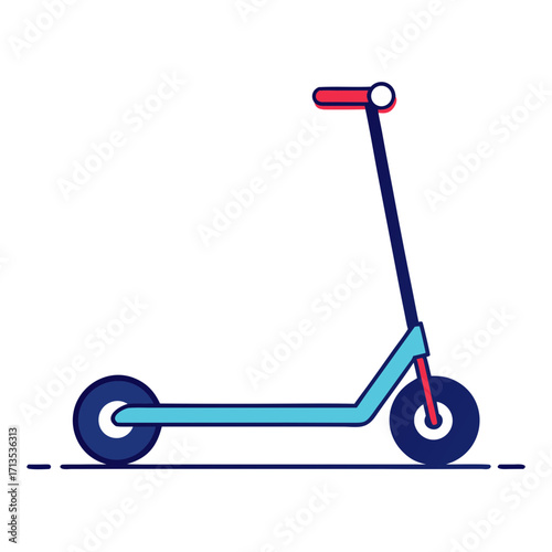 Modern electric scooter illustration with blue and red accents on transparent background