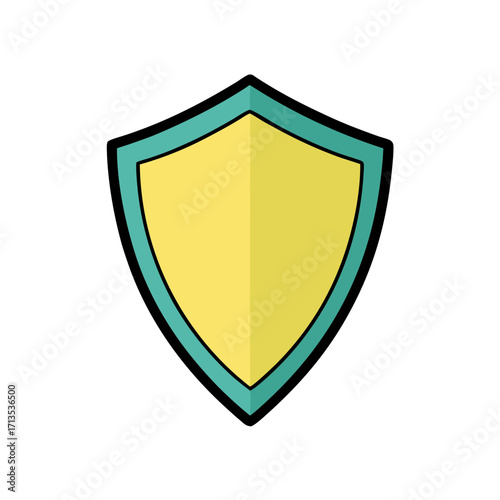 Simple yellow and teal shield icon with black outline Free Download Simple yellow and teal shield icon with black outline - GFXLoad
