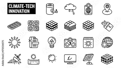 Vector art of climatetech innovation icons showcasing renewable energy, smart technology, and sustainability solutions created and generated with generative ai #9