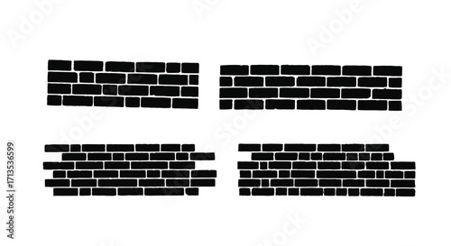 Abstract black brick pattern four elements textured grunge rough surface design vector