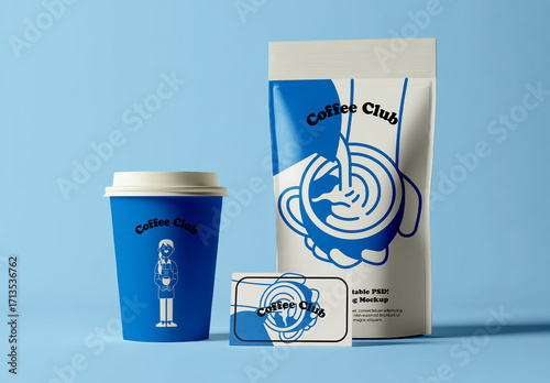 Coffee Cup Business Card And Bag Mockup