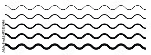Wave Line Vector Set – Wavy, Zigzag, and Squiggly Horizontal Lines for Patterns, Underlines, and Decorative Illustrations.