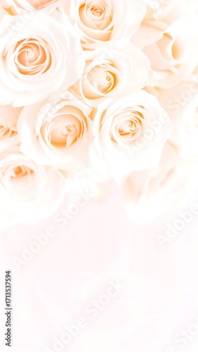 Soft pastel roses in a bouquet