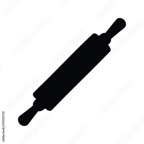 Illustration of a classic wooden rolling pin, used for baking tasks, rolling pin silhouette vector illustration