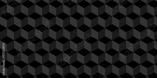 Abstract black geometric cube wall creative concept triangle overlap square technology background. vector digital cubes fabric and wallpaper grid block texture background.	
