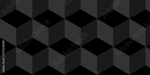Abstract black geometric cube wall creative concept triangle overlap square technology background. vector digital cubes fabric and wallpaper grid block texture background.	
