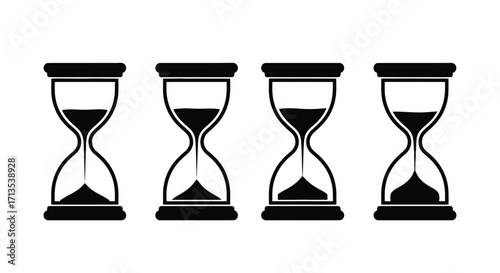 Four hourglass icons showing different stages of time passing concept vector