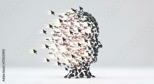 Abstract Digital Concept of a Human Head with Dynamic Motion Effect