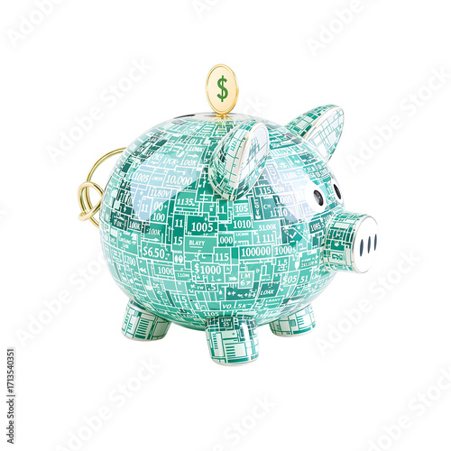 Tech-Inspired Piggy Bank Saving Money in the Digital Age