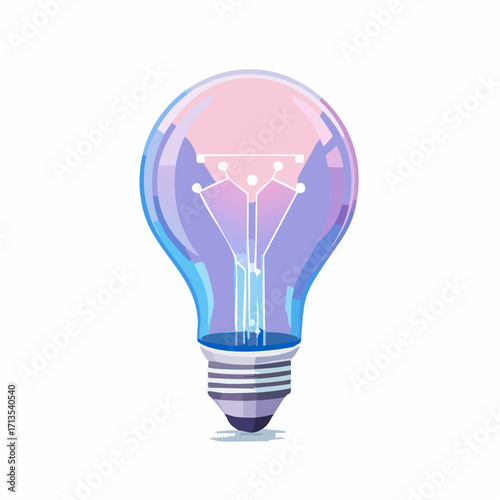 Stylized Light Bulb with Crown Design in Pink and Blue Tones.