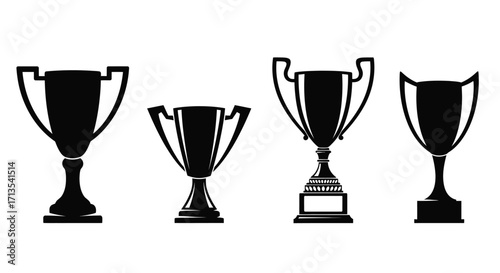 Collection of silhouettes of different sports championship trophies for achievement and victory vector
