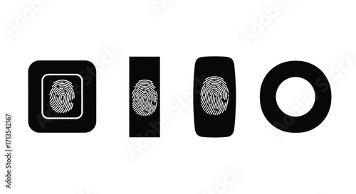 Digital fingerprint icons representing security identity and biometric authentication technology vector