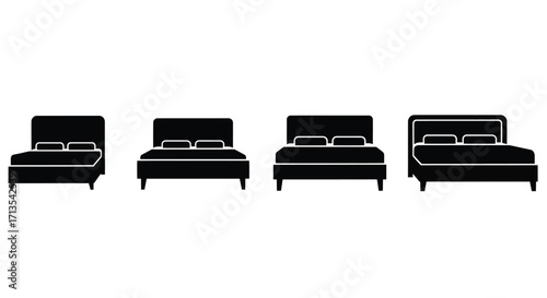 Collection of modern bed silhouettes simple line art furniture designs vector