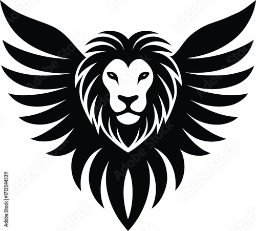 Winged Lion Head Silhouette