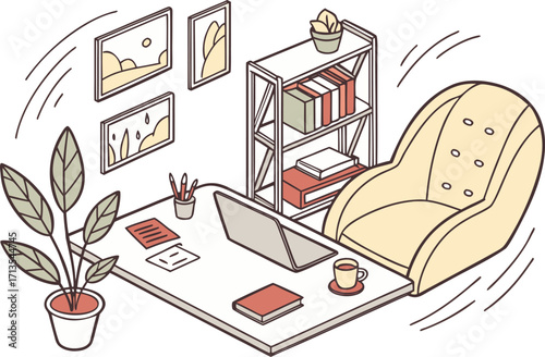 Flat illustration remote working home office vector