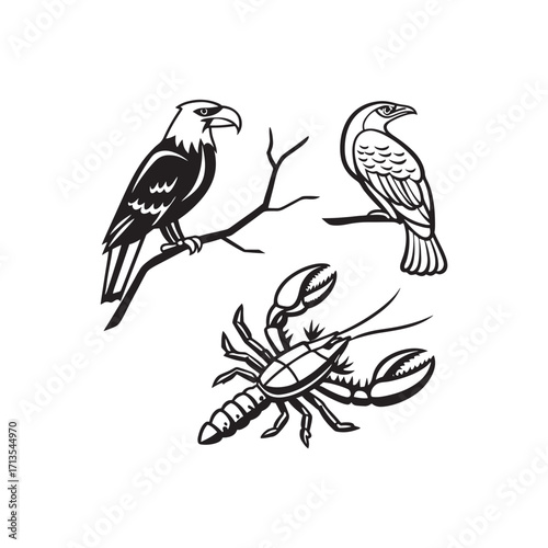Minimal high resolution icons isolate silhouette on white background