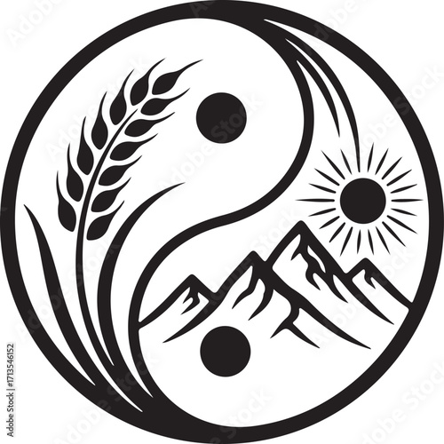 Modern agriculture and farming emblem with vibrant colors