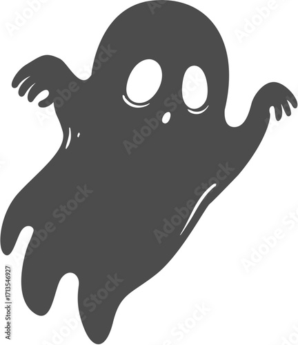 Cute Cartoon Ghost Illustration for Halloween Design.