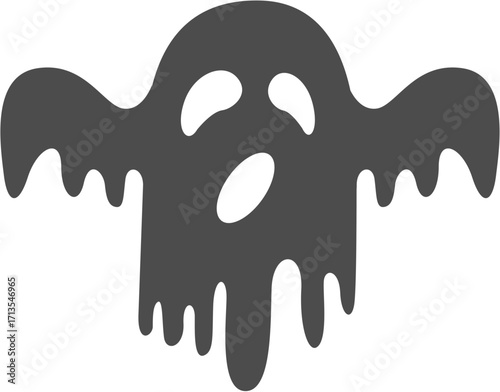 Spooky Halloween Ghost Cartoon Illustration with Wavy Dripping Shape.