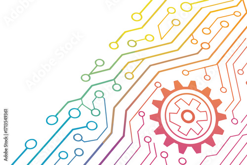 Gradient futuristic circuit background vector design