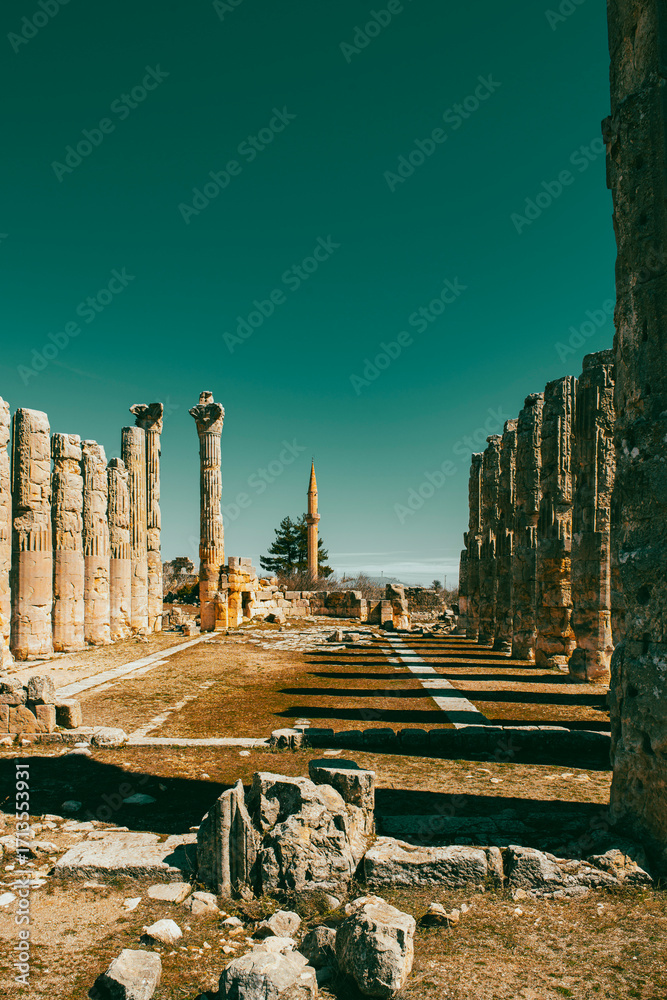 Fototapeta premium Uzuncaburc (Diokaesareia) is an ancient city ruin in Mersin province. The city of Diocaesarea was a temple center and part of the Olba Temple State during the Seleucid Empire . Silifke, Mersin