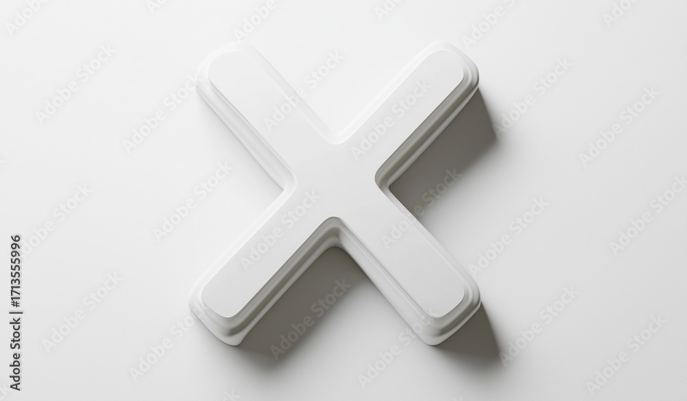 Obraz premium Simple white letter X on solid background with minimalistic design and matte surface material, abstract typography concept