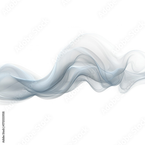 Flowing translucent fabric wave with soft ethereal light and subtle color gradients isolated on transparent background