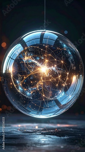 A sphere, glowing network