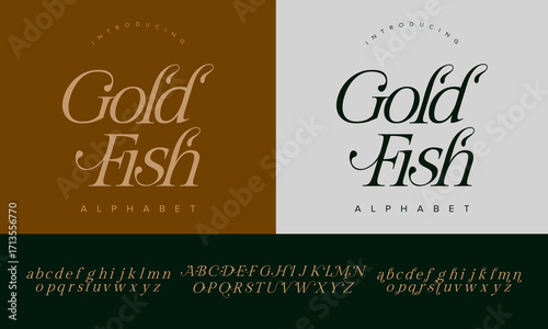 Elegant Gold Fish Alphabet Typeface with Modern Classic Design