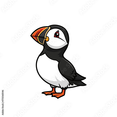Cute puffin illustration for graphic design and educational purposes