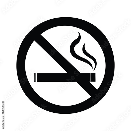 The universal symbol for no smoking, a message for public health concern, no smoking symbol with red circle silhouette vector illustration