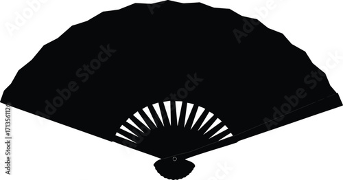 Elegant japanese folding fan silhouette traditional culture asia travel symbol vector