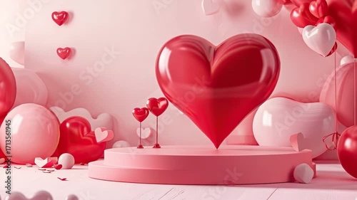 Vibrant Red and Pink Heart Decorations for Romantic Celebrations and Valentine's Day Festivities