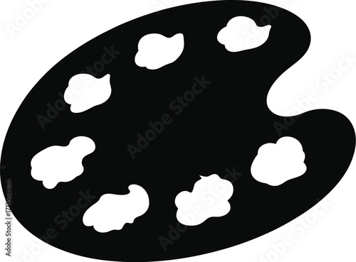 Black artist palette with white paint blobs vector