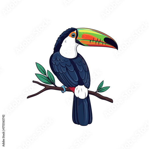Toucan on Branch Illustration A Colorful Bird in Nature