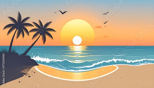 Tropical sunrise over ocean