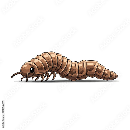 Stylized Cartoon Centipede Crawling with Visible Body Segments