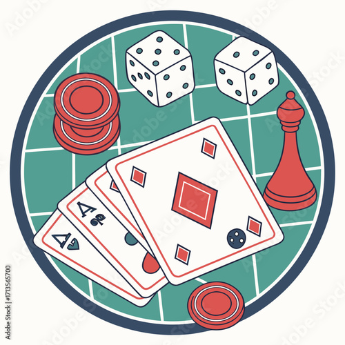 Illustration of gambling and game elements