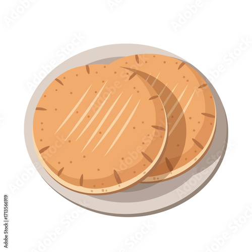 Delicious, golden pita bread on a white plate, perfect for a quick snack or meal preparation