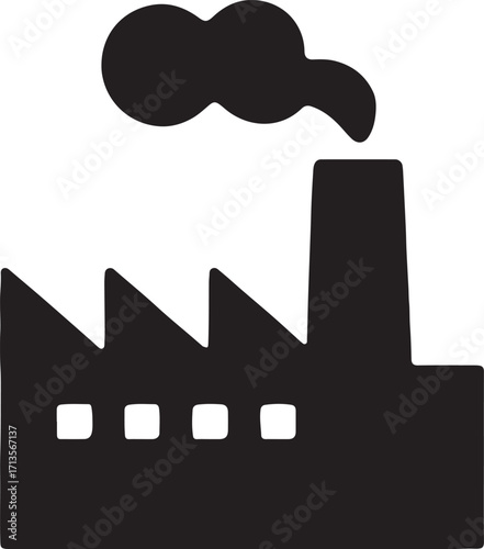 Silhouette vector of a vintage factory icon, retro industrial building and manufacturing symbol, EPS format.