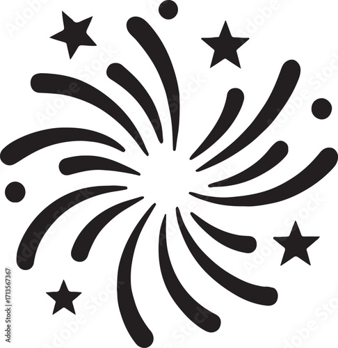 Silhouette vector of a wave burst firework, celebration explosion and festive spark, EPS format.