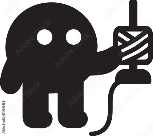 Silhouette vector of a yarn winder, knitting and textile tool illustration, EPS format.