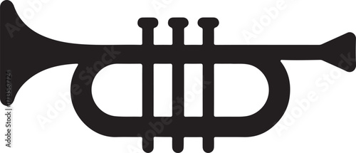 Silhouette vector of a trumpet glyph, musical instrument icon and brass instrument illustration, EPS format.
