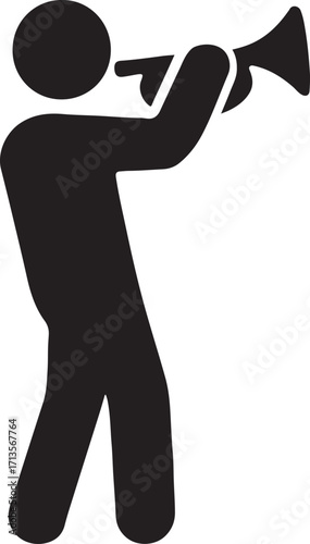 Silhouette vector of a trumpet player glyph, musical musician and jazz illustration, EPS format.