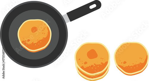 Fresh orange slices cooking in frying pan healthy breakfast sweet food vector